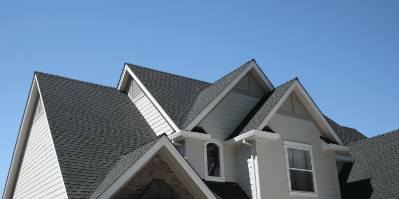House roof showing roofing material choice for residential construction